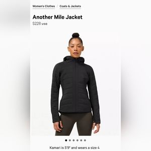 Lululemon Another Mile Jacket Black Size 8 (like a medium)